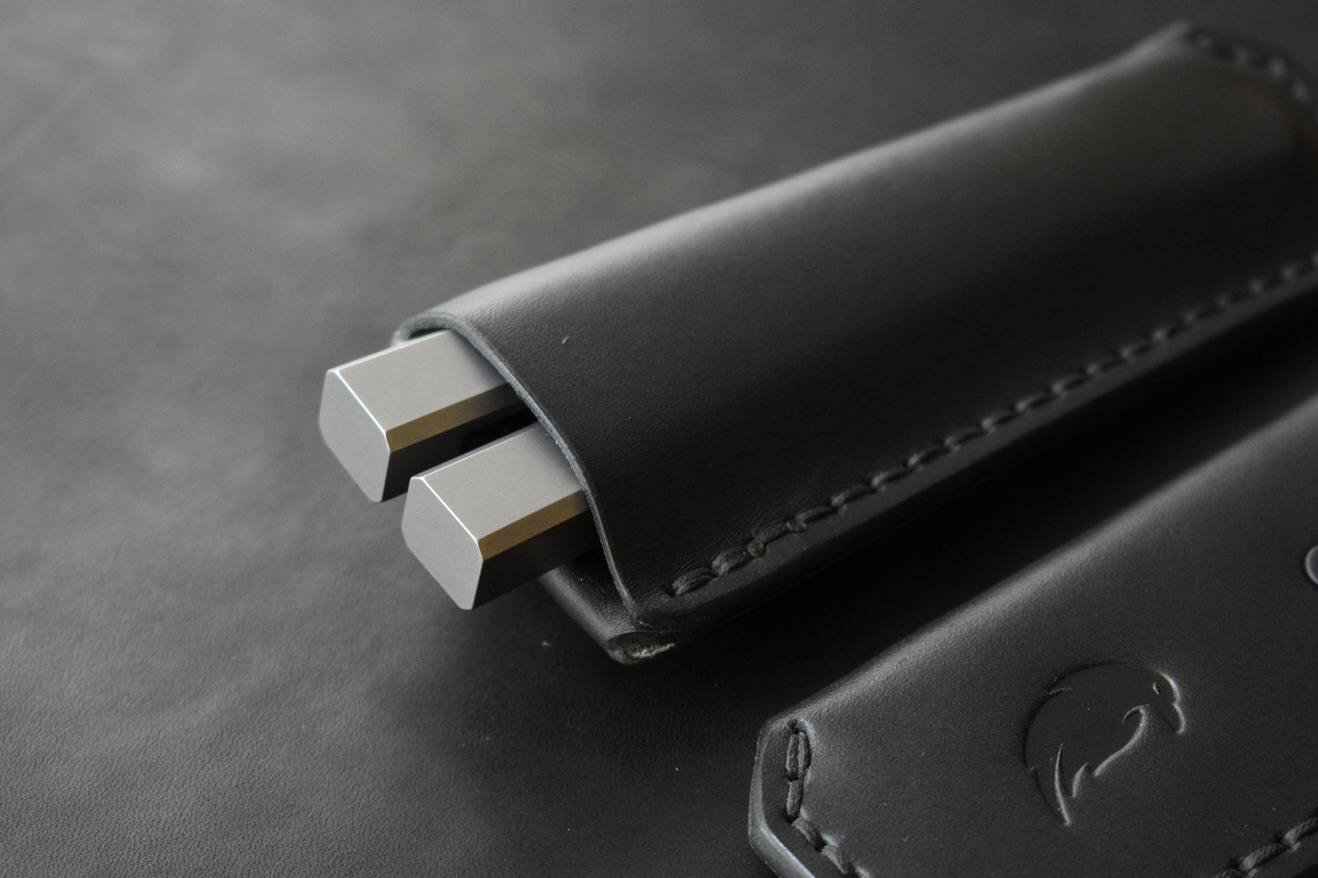 NEW! Deep Carry Pocket Sheath for Balisong Knives | Matte Black PVD Titanium Clip, Black Leather