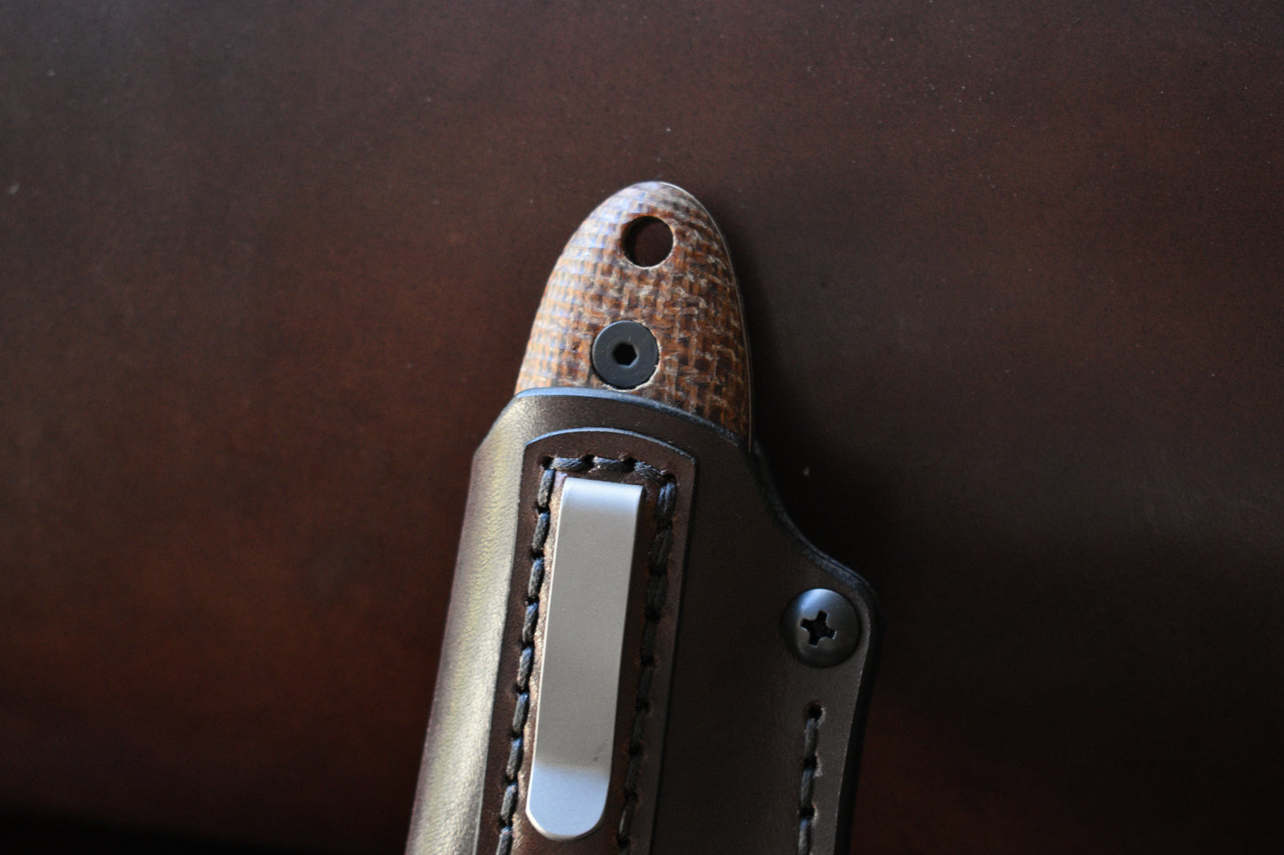 Esee Knives Sencillo | Leather Pocket Sheath, Titanium Clip
