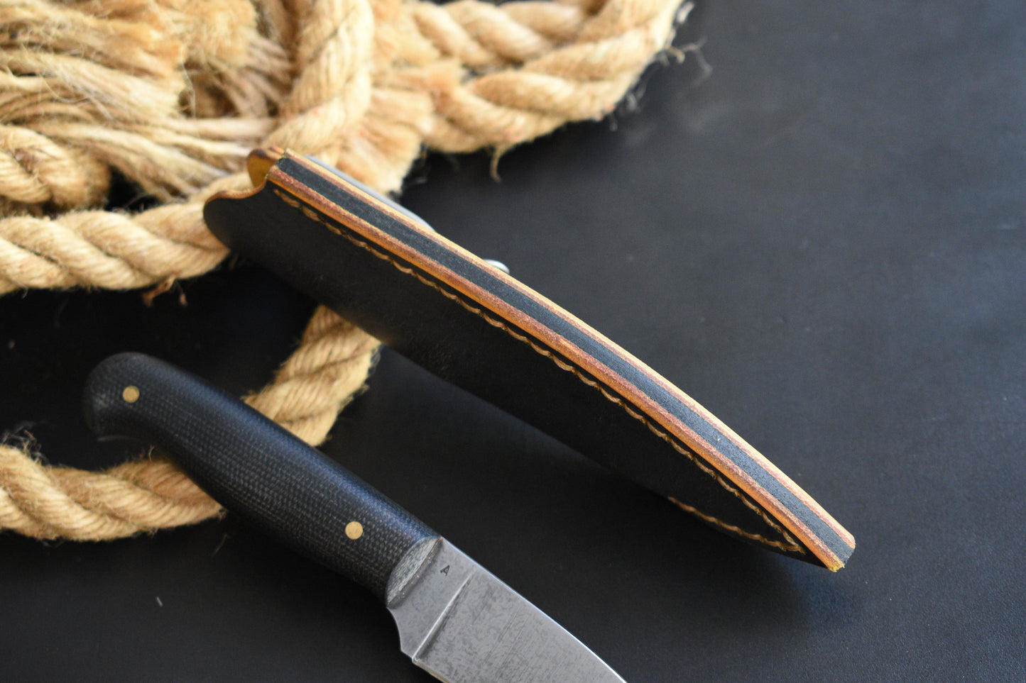 L.T. Wright Knives Patriot | Slim Leather Pocket Sheath, Titanium Clip, 'One Off' Dark Harvest