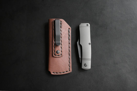 SICS - Standard Issue Clip Slip - Full Grain Leather Pocket Slip - Matte Black Titanium Clip