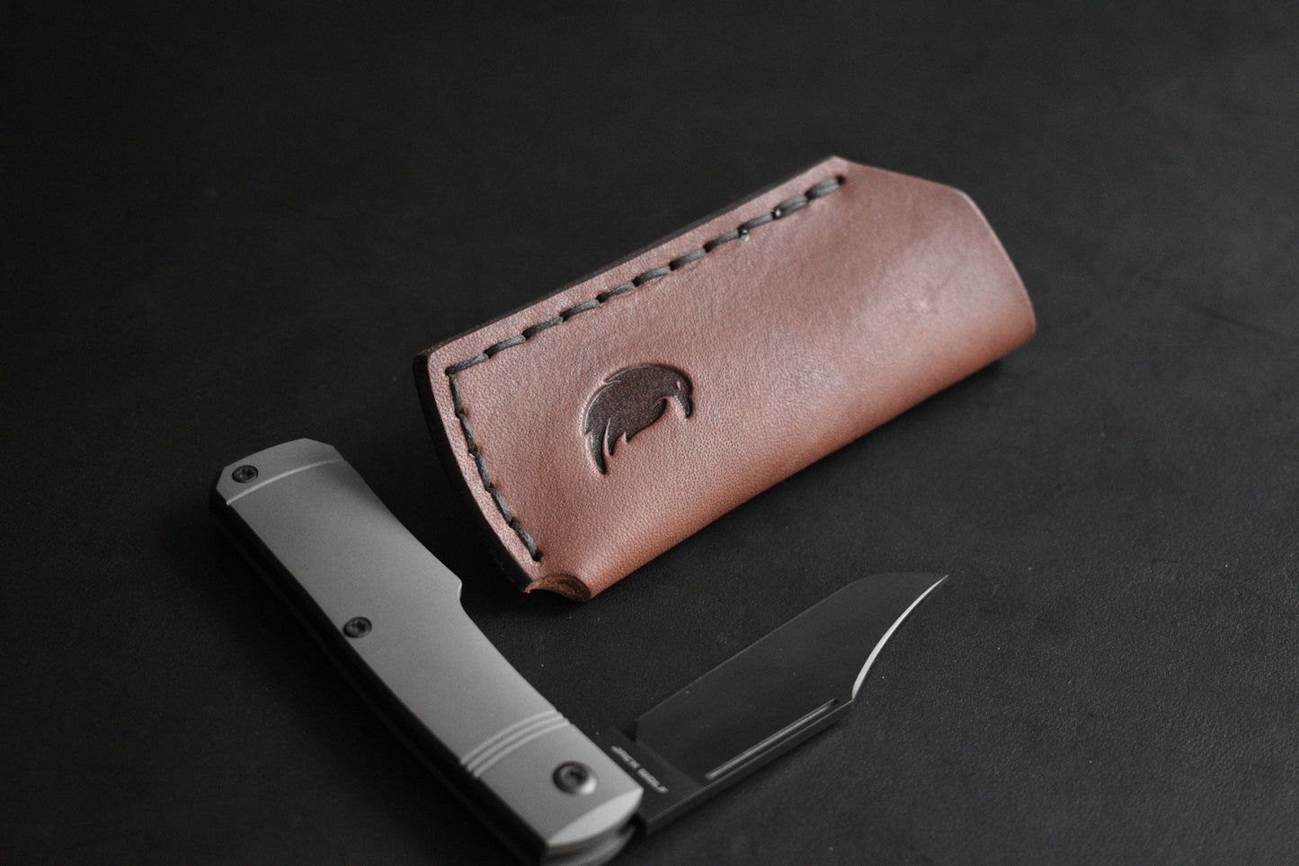 SICS - Standard Issue Clip Slip - Full Grain Leather Pocket Slip - Matte Black Titanium Clip