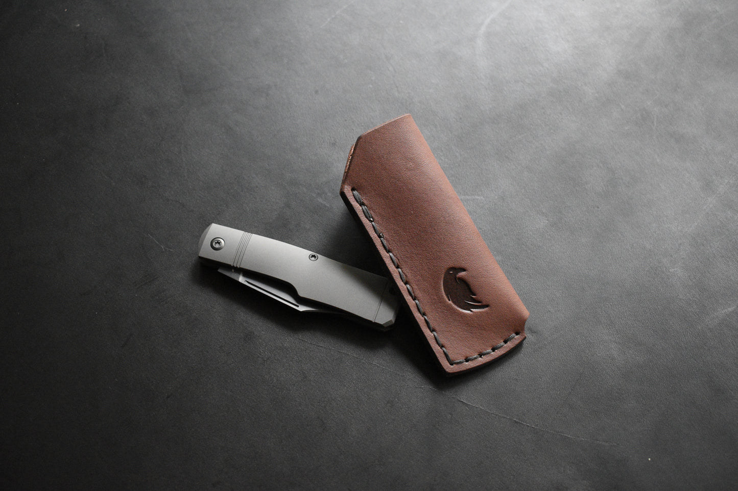 SICS - Standard Issue Clip Slip - Full Grain Leather Pocket Slip - Matte Black Titanium Clip