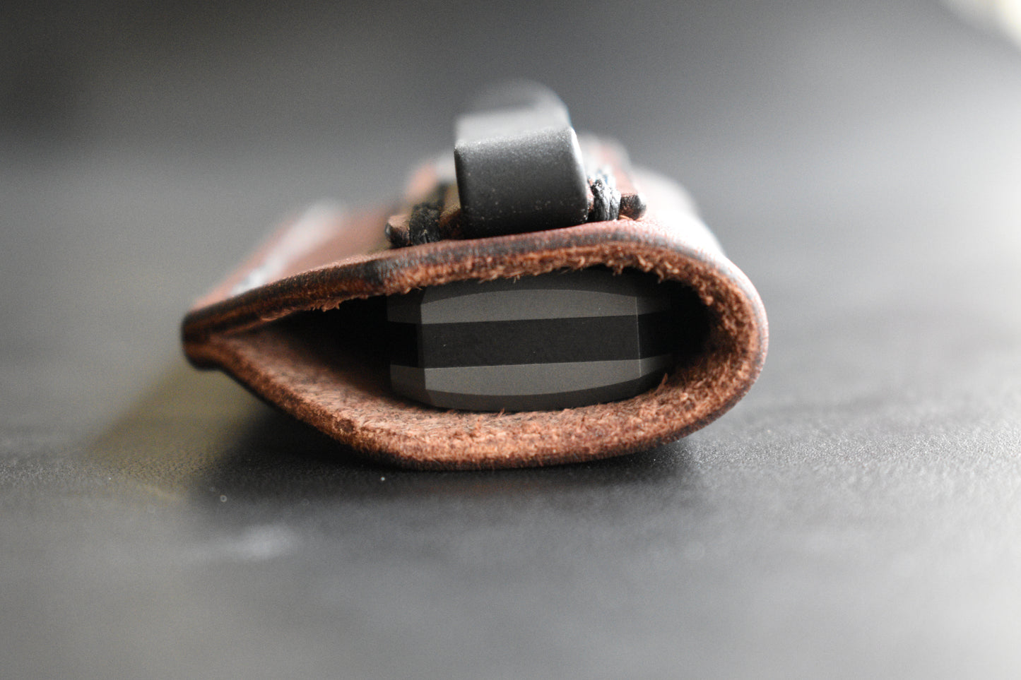 SICS - Standard Issue Clip Slip - Full Grain Leather Pocket Slip - Matte Black Titanium Clip