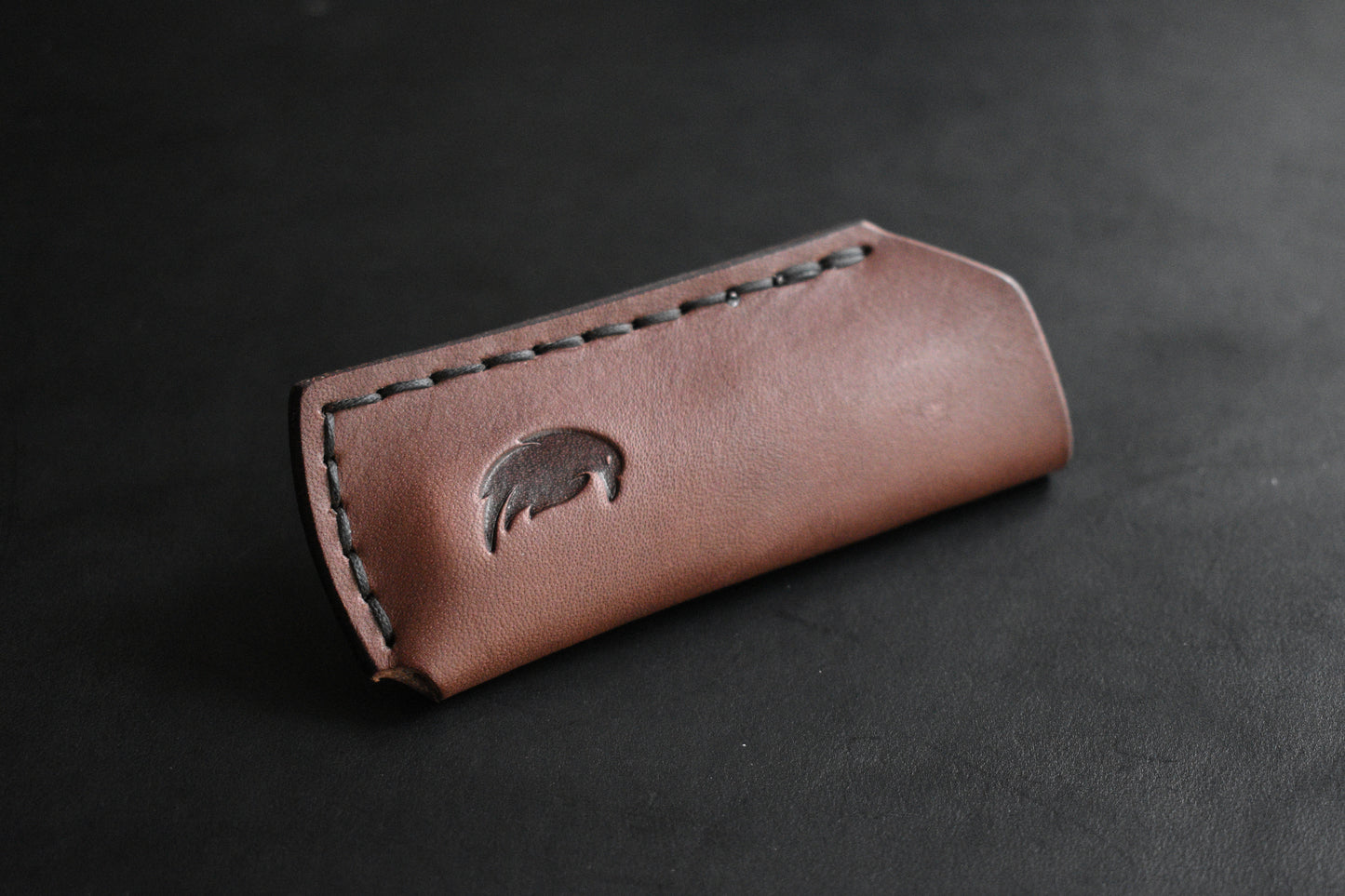 SICS - Standard Issue Clip Slip - Full Grain Leather Pocket Slip - Matte Black Titanium Clip