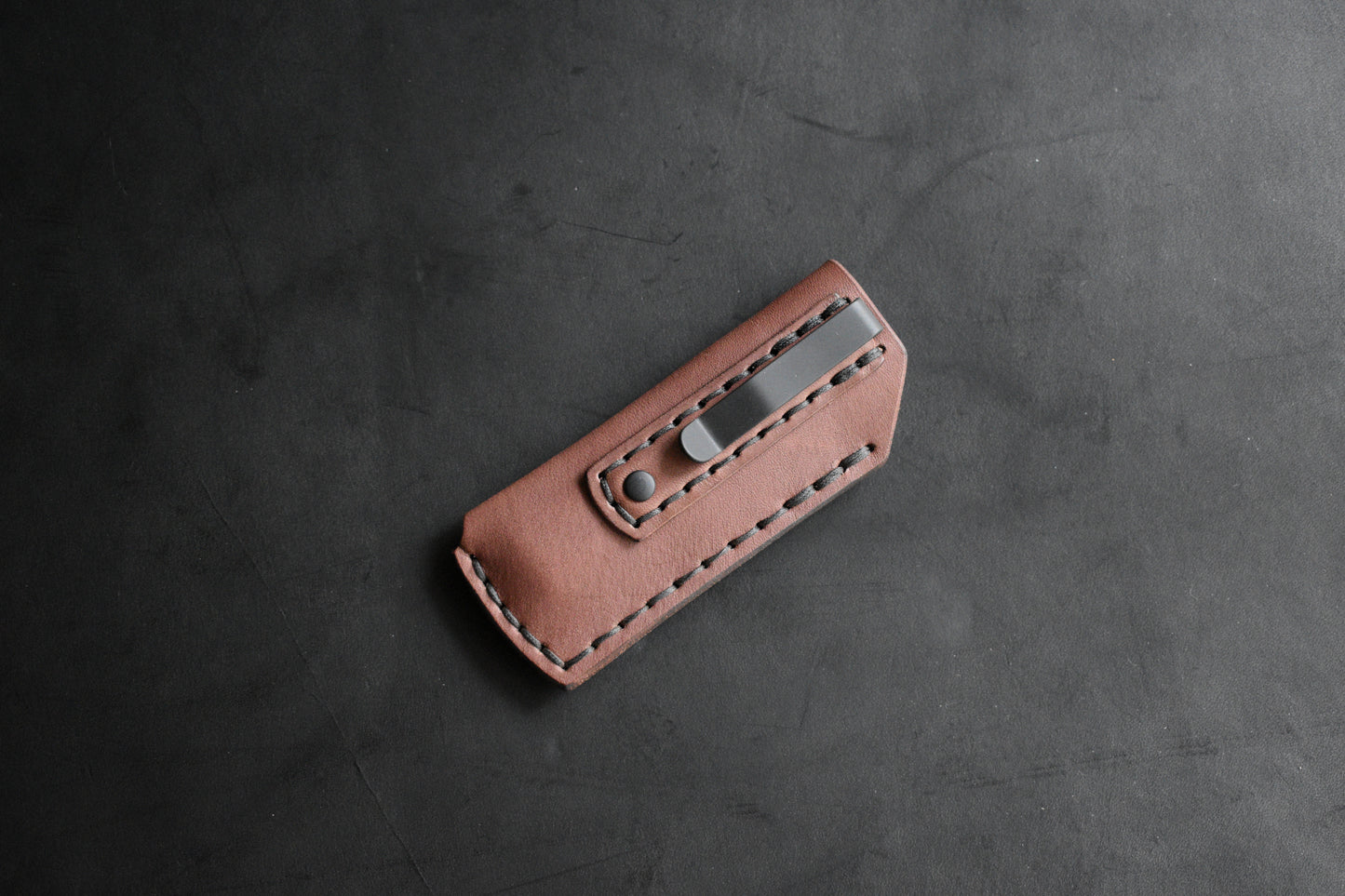 SICS - Standard Issue Clip Slip - Full Grain Leather Pocket Slip - Matte Black Titanium Clip