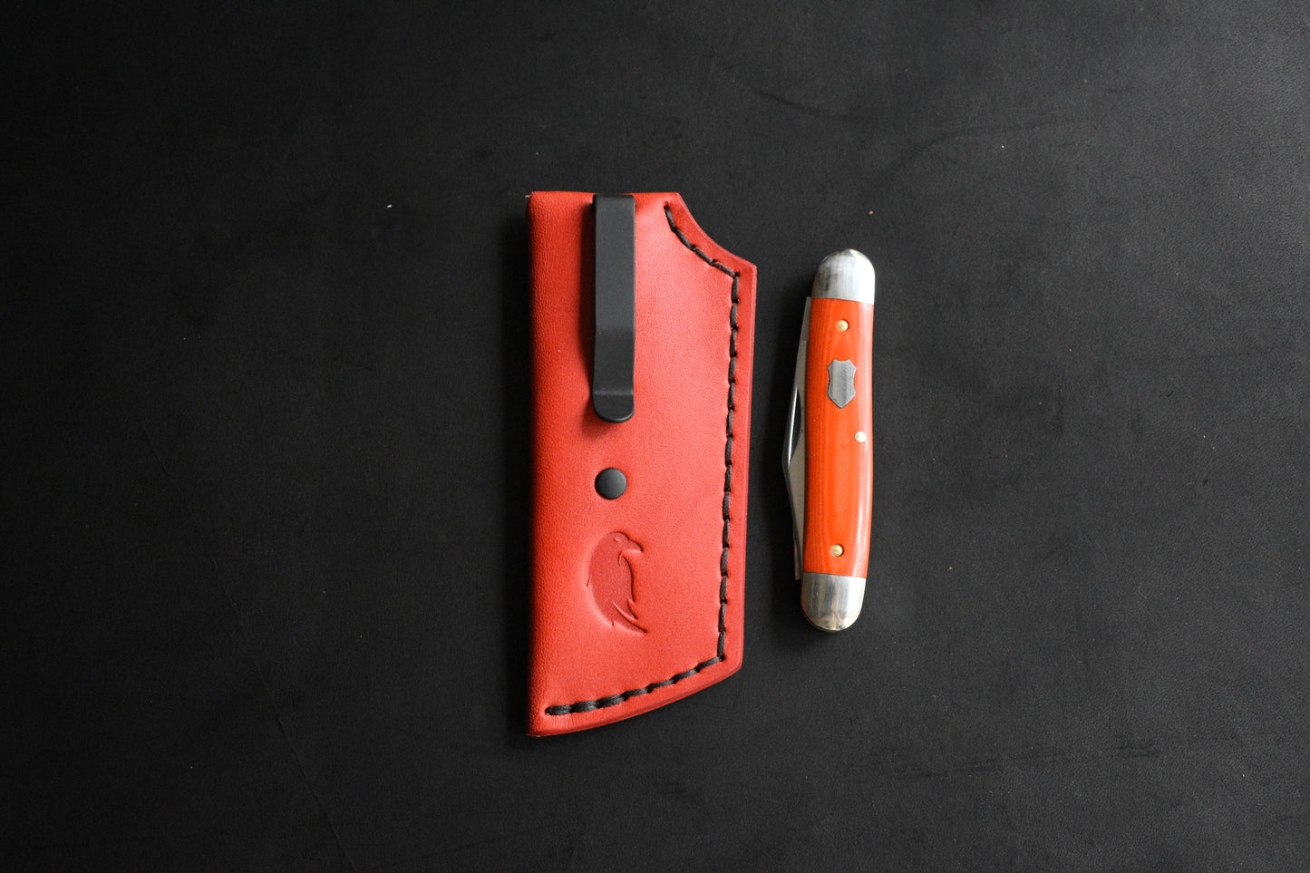 Trifold SICS | Leather Clip Slip Prototype - Red No.1