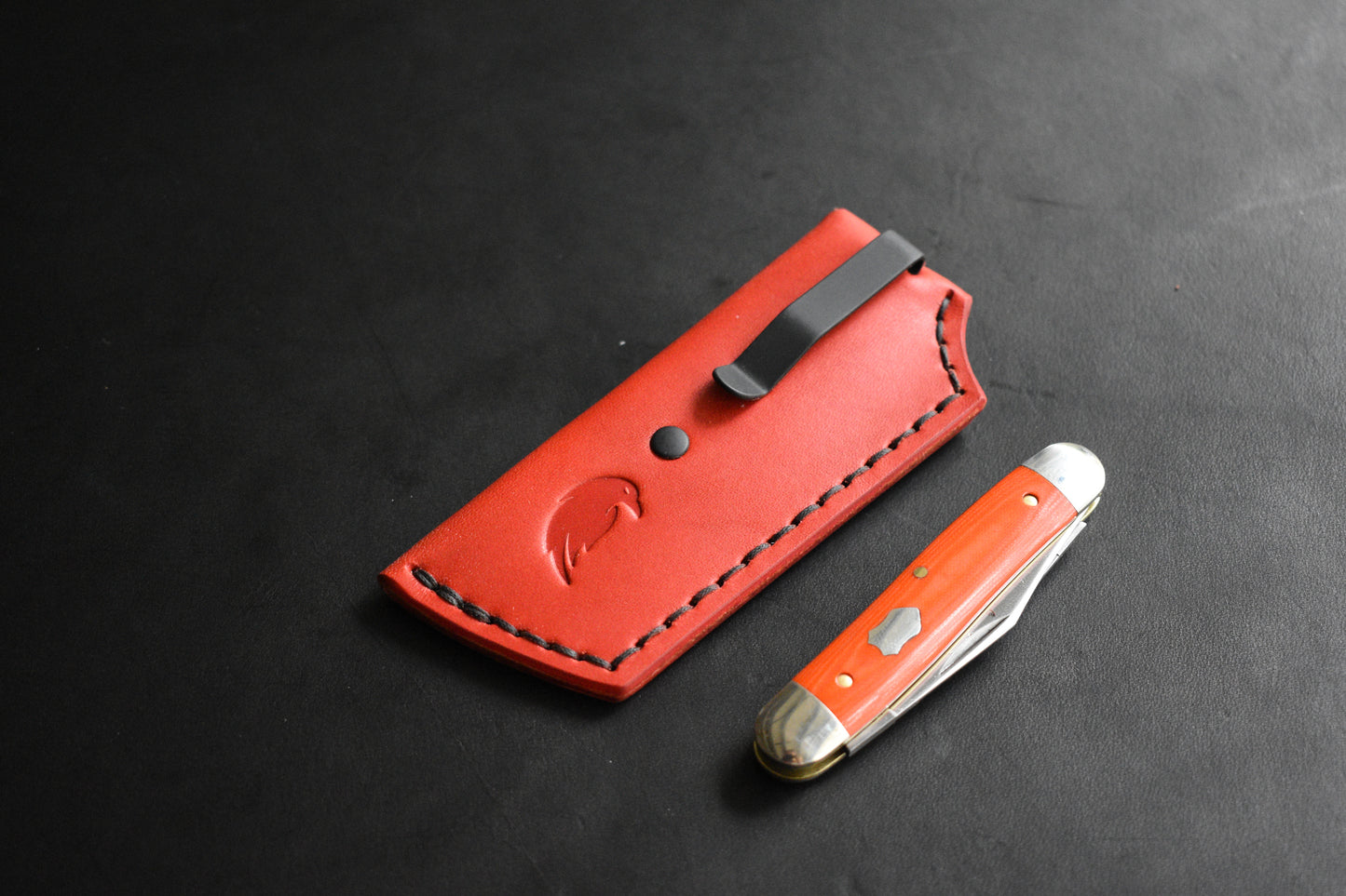 Trifold SICS | Leather Clip Slip Prototype - Red No.1