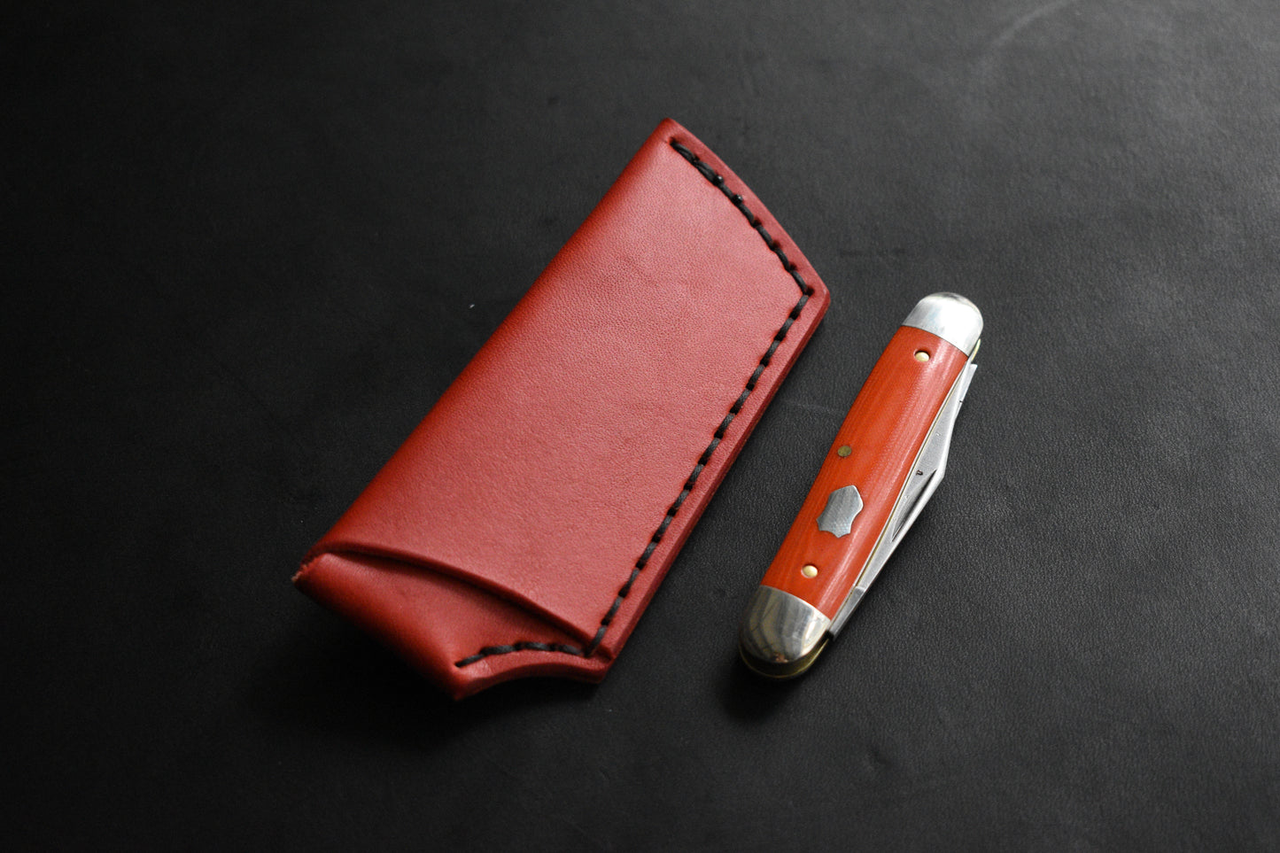 Trifold SICS | Leather Clip Slip Prototype - Red No.1