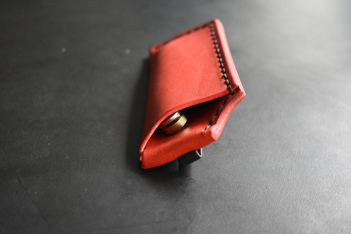 Trifold SICS | Leather Clip Slip Prototype - Red No.1