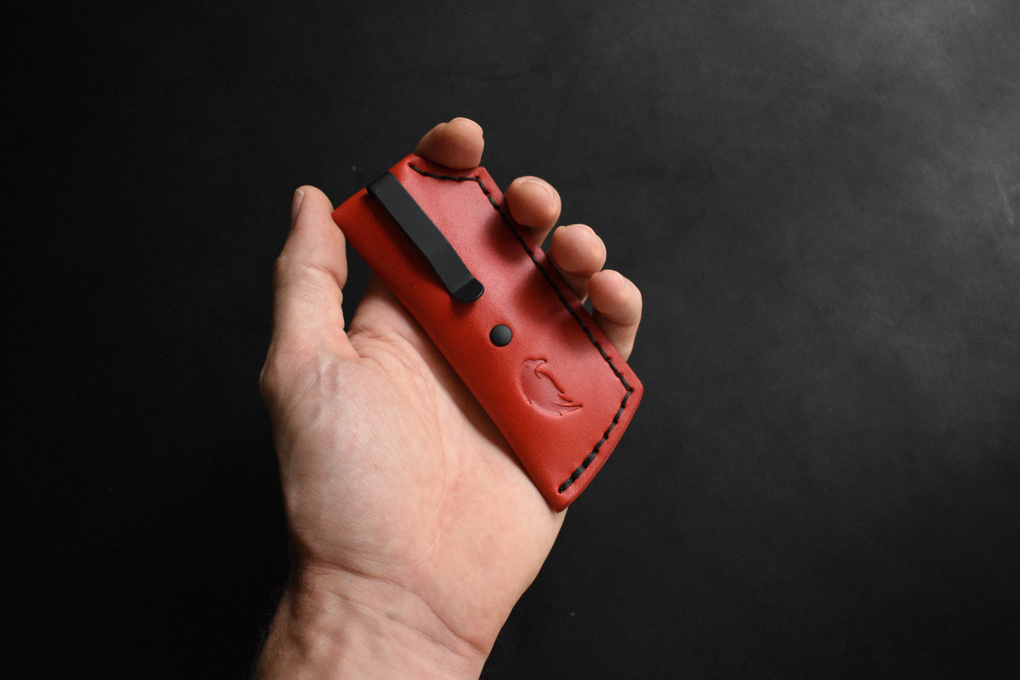 Trifold SICS | Leather Clip Slip Prototype - Red No.1