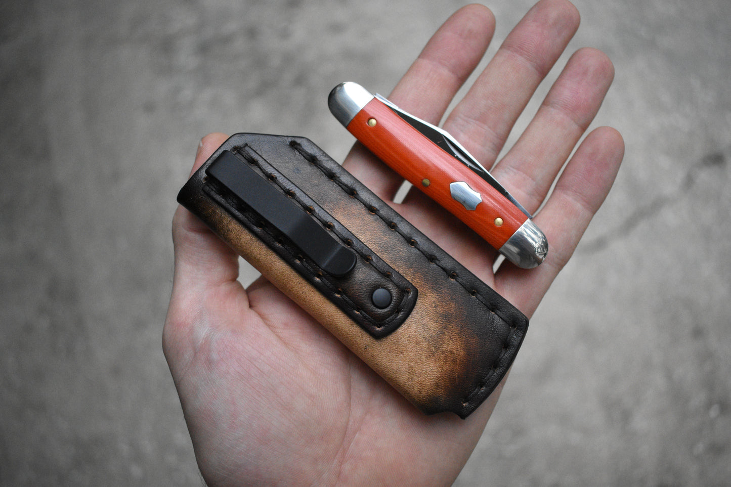 SICS - Standard Issue Clip Slip - Full Grain Leather Pocket Slip - UltraSlim w/ Fallout Finish