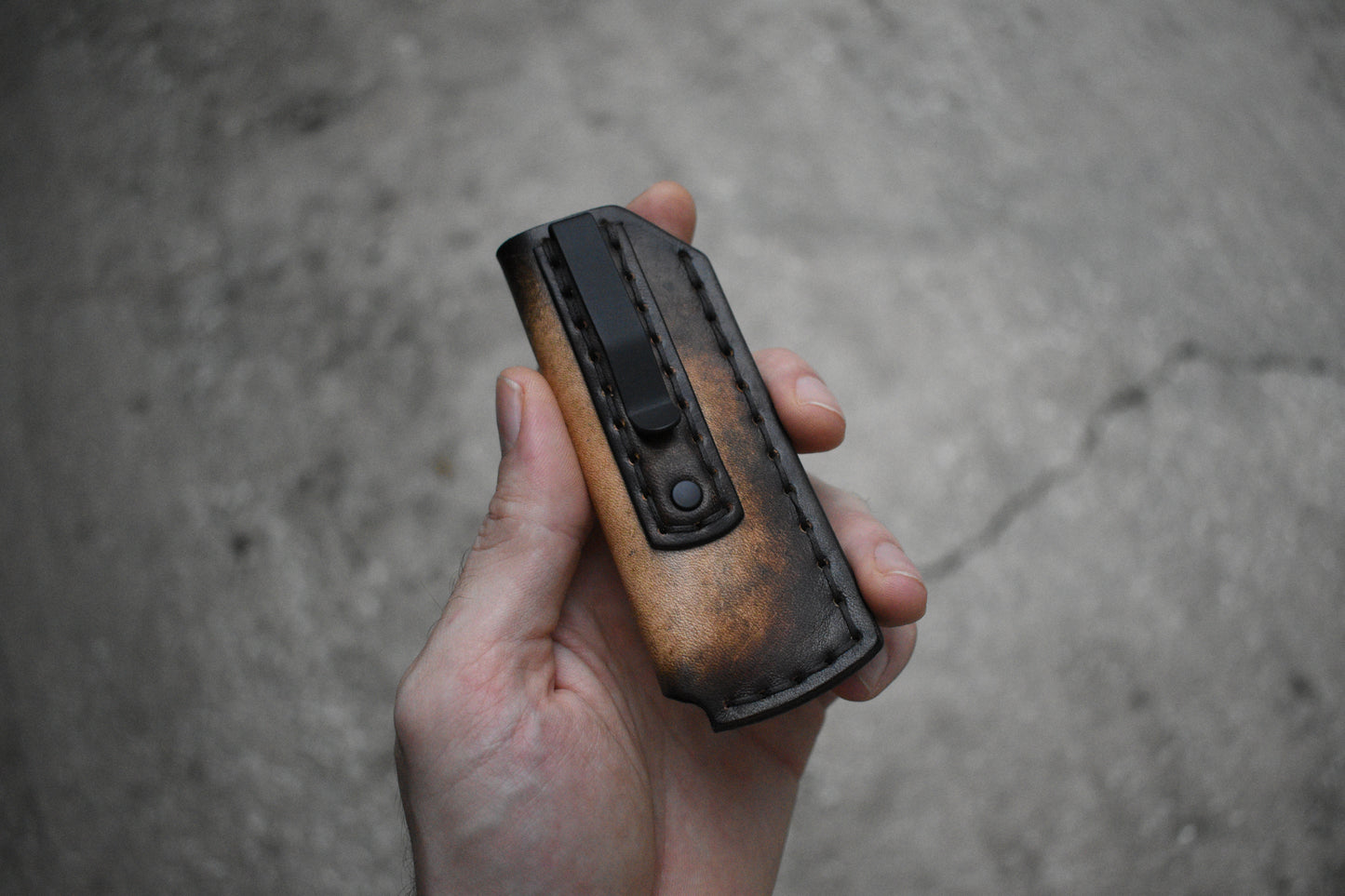 SICS - Standard Issue Clip Slip - Full Grain Leather Pocket Slip - UltraSlim w/ Fallout Finish