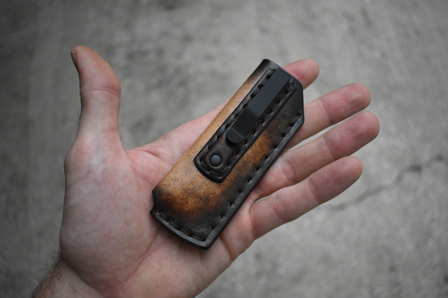 SICS - Standard Issue Clip Slip - Full Grain Leather Pocket Slip - UltraSlim w/ Fallout Finish