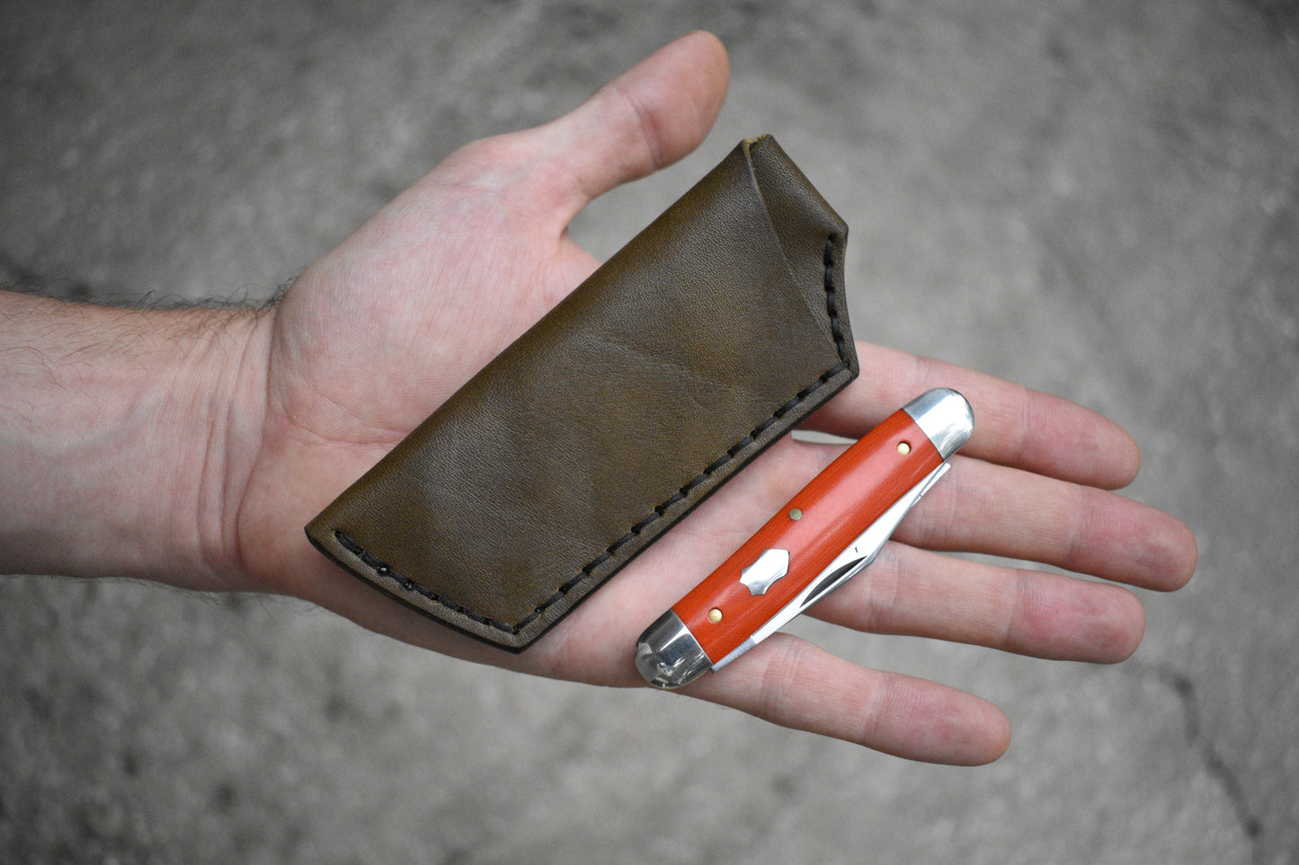 Trifold SICS | Leather Clip Slip Prototype - OD Green No.1