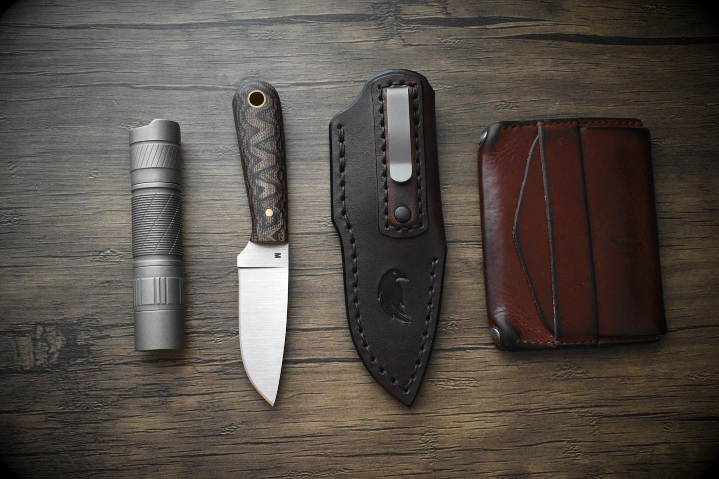 L.T. Wright Knives Frontier First | Leather Pocket Sheath, Titanium Clip