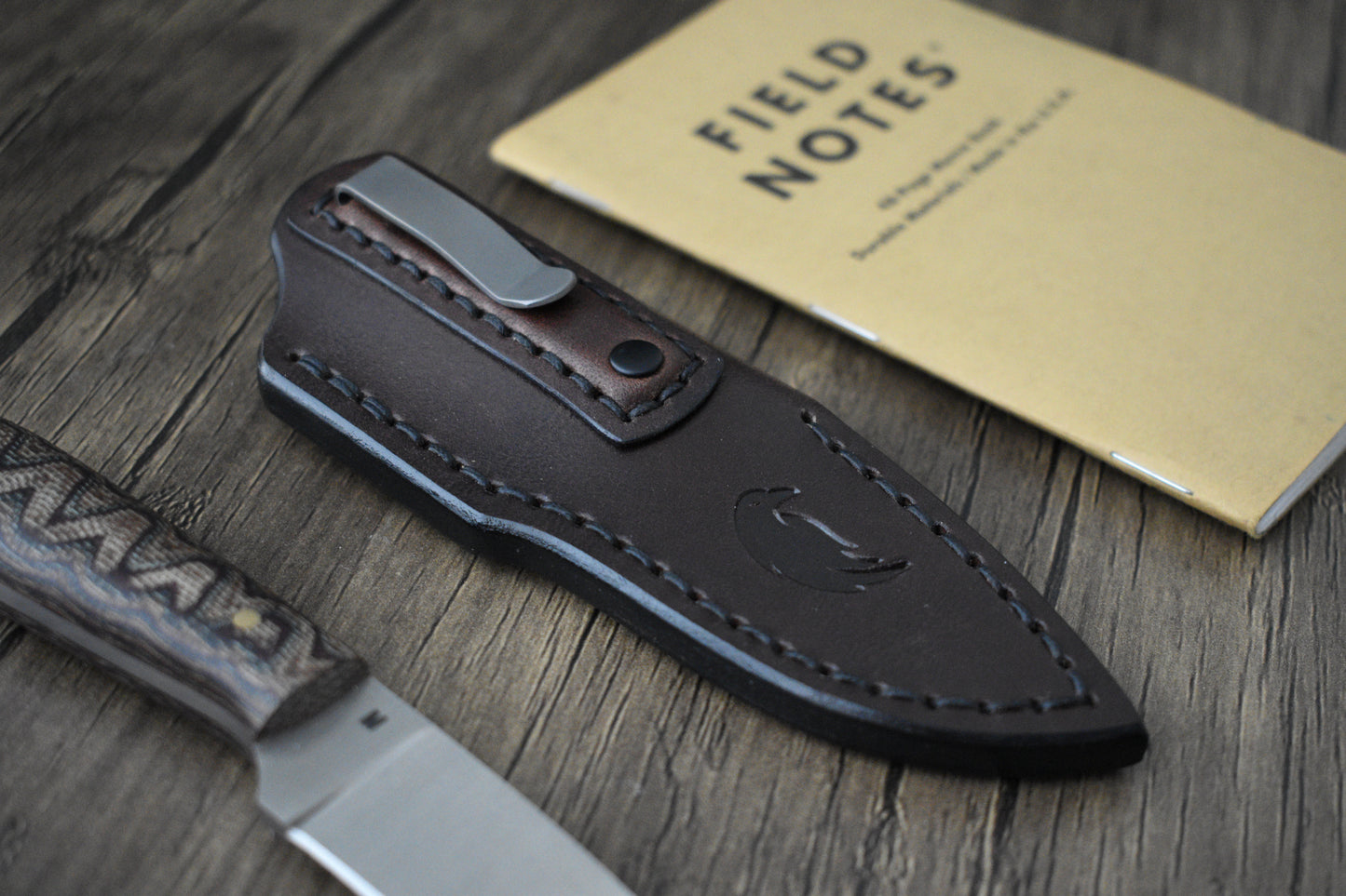 L.T. Wright Knives Frontier First | Leather Pocket Sheath, Titanium Clip