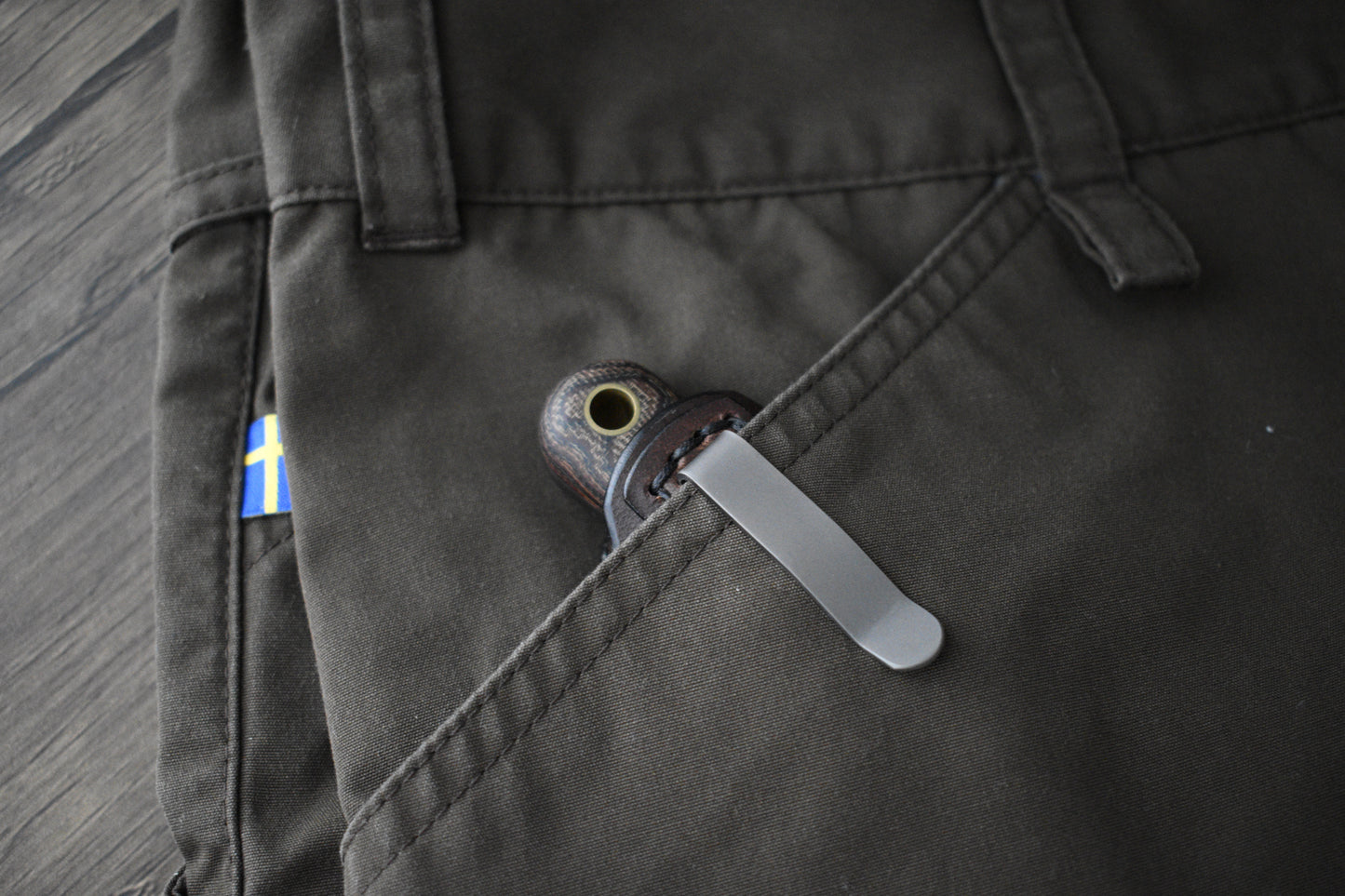L.T. Wright Knives Frontier First | Leather Pocket Sheath, Titanium Clip