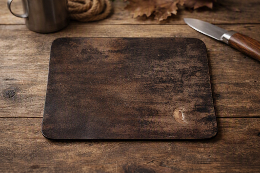 Handmade Full‑Grain Leather EDC Mat | Rustic Antique Veg Tan 8 1/4 x 5 3/4 - No.2
