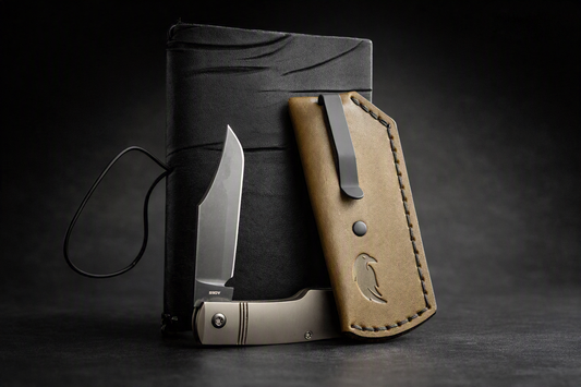 Trifold SICS | Handmade Leather Clip Slip - PVD Titanium Clip, Olive