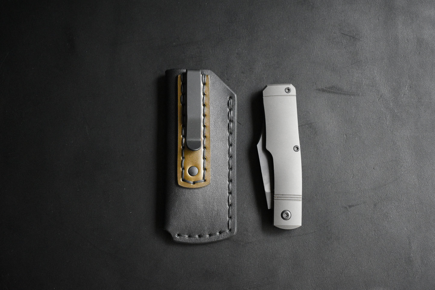 LE SICS - Standard Issue Clip Slip - Full Grain Leather Pocket Slip - Matte Black Titanium Clip