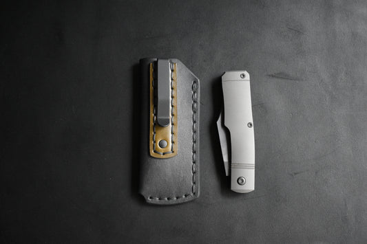 LE SICS - Standard Issue Clip Slip - Full Grain Leather Pocket Slip - Matte Black Titanium Clip
