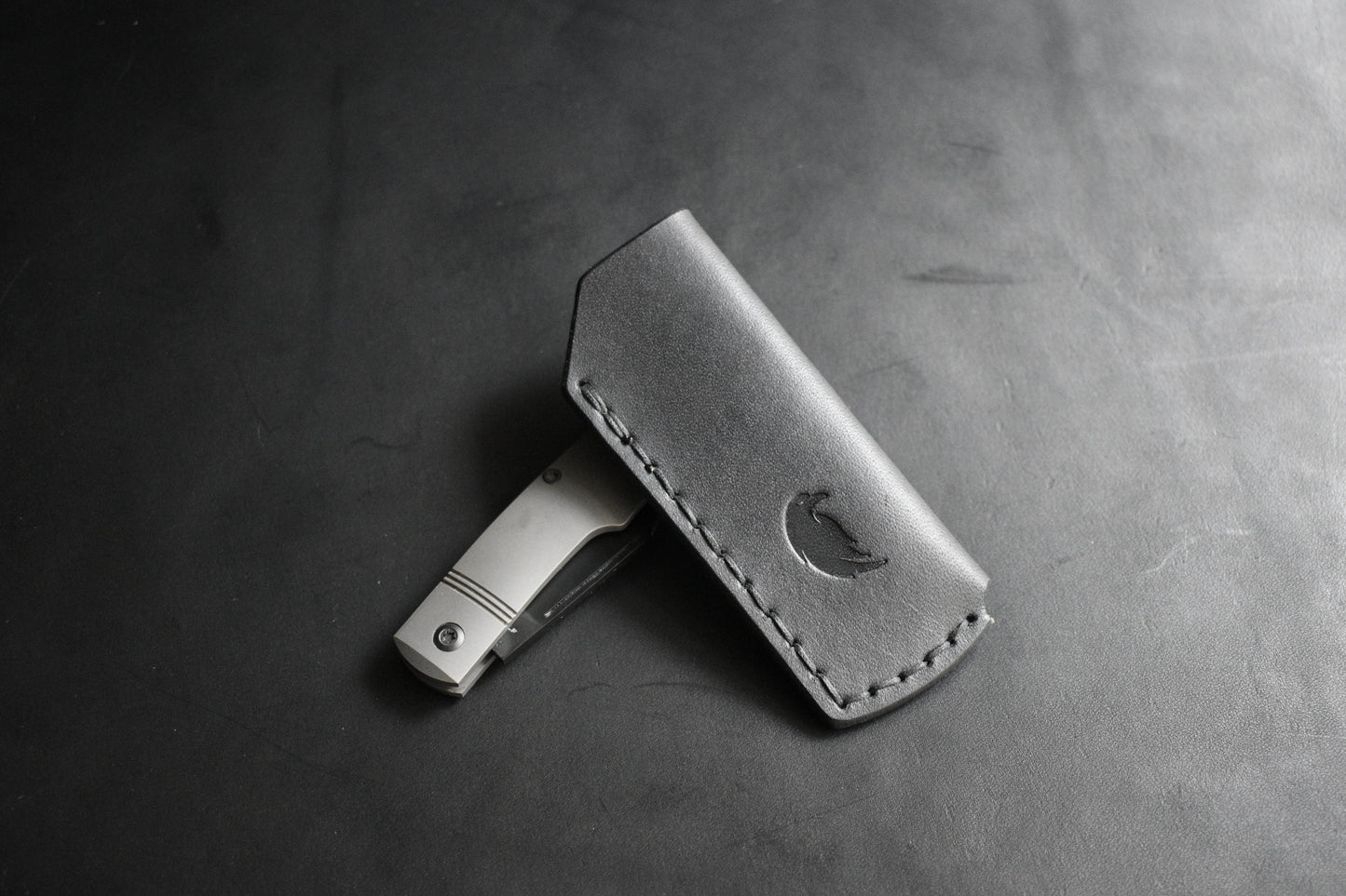 LE SICS - Standard Issue Clip Slip - Full Grain Leather Pocket Slip - Matte Black Titanium Clip
