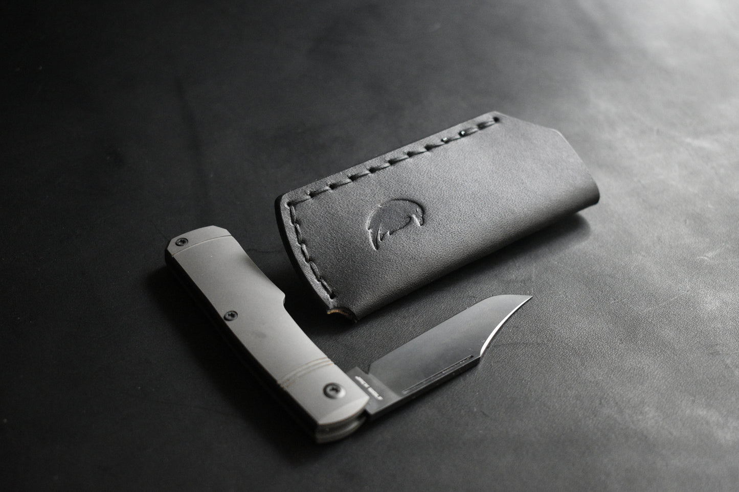 LE SICS - Standard Issue Clip Slip - Full Grain Leather Pocket Slip - Matte Black Titanium Clip