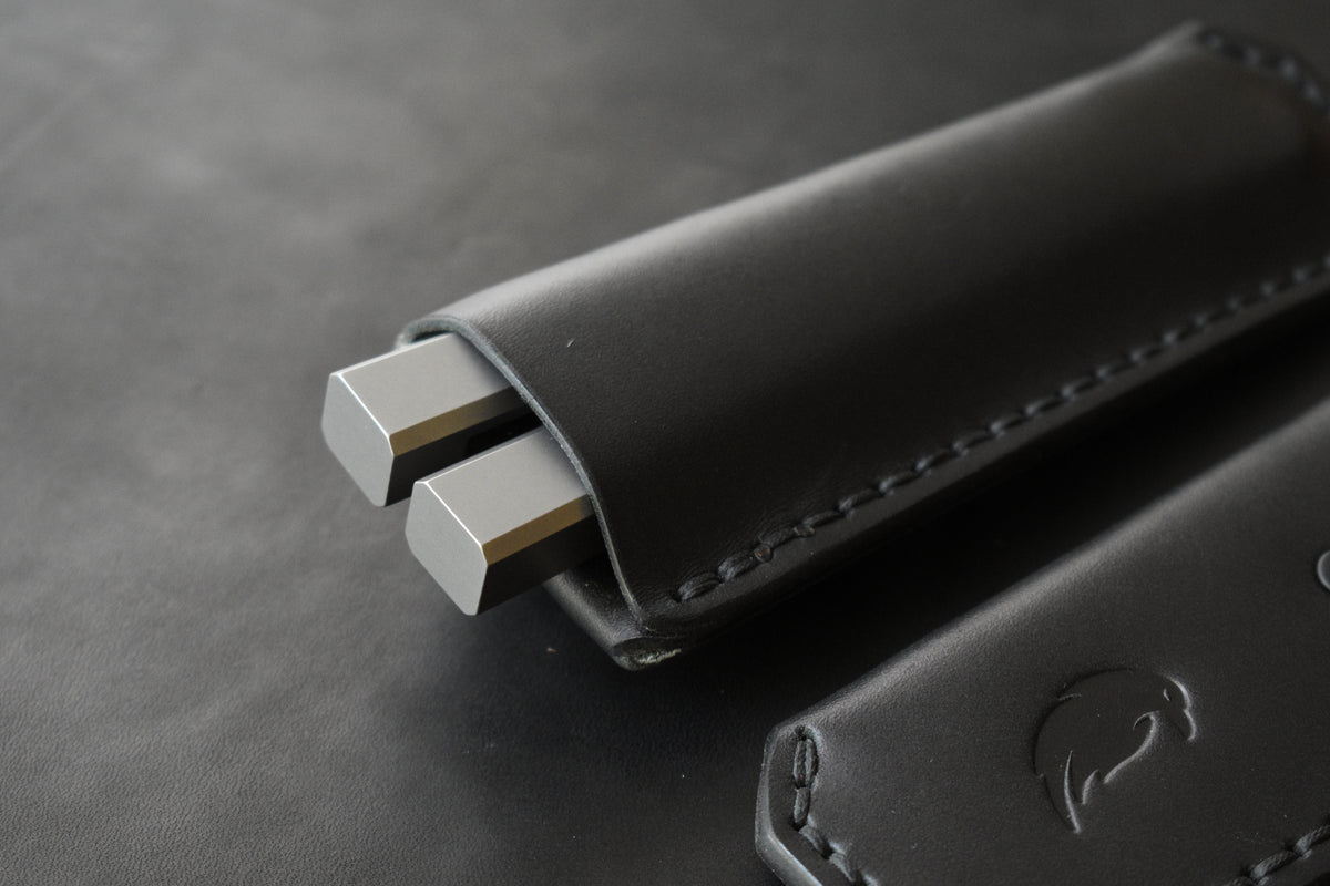 Full-size balisong leather pocket sheath in black