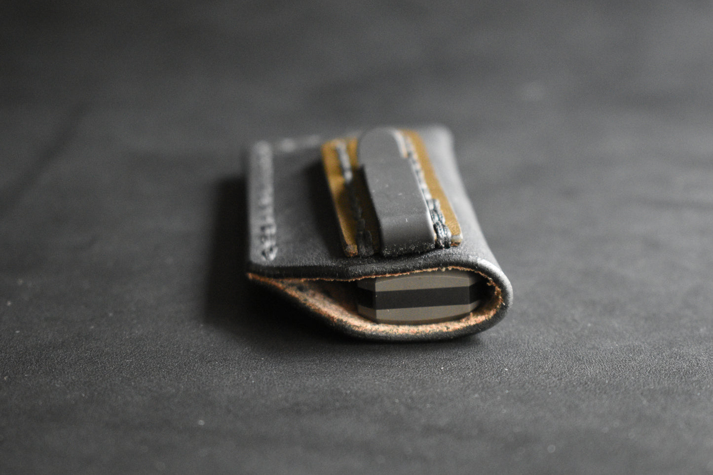 LE SICS - Standard Issue Clip Slip - Full Grain Leather Pocket Slip - Matte Black Titanium Clip