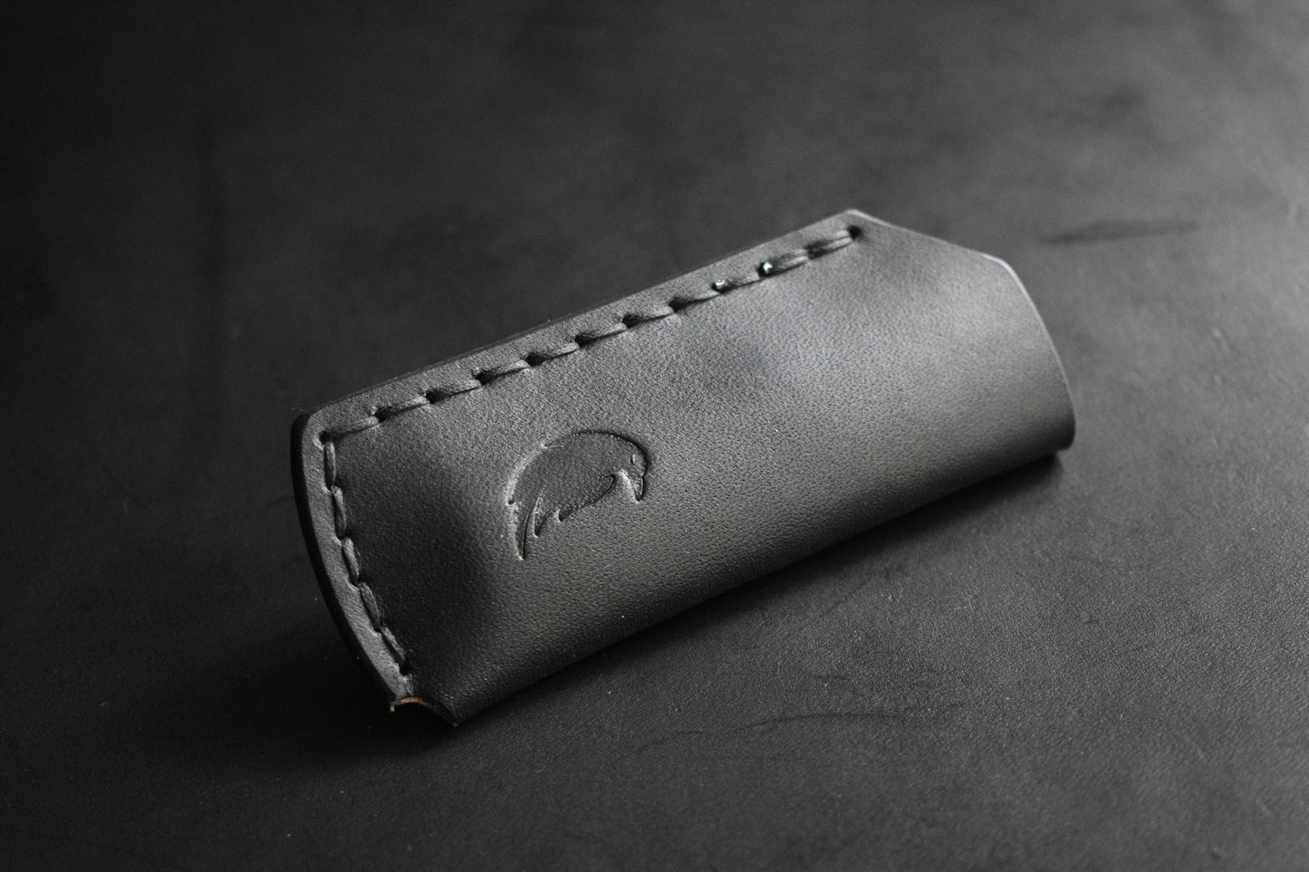 LE SICS - Standard Issue Clip Slip - Full Grain Leather Pocket Slip - Matte Black Titanium Clip