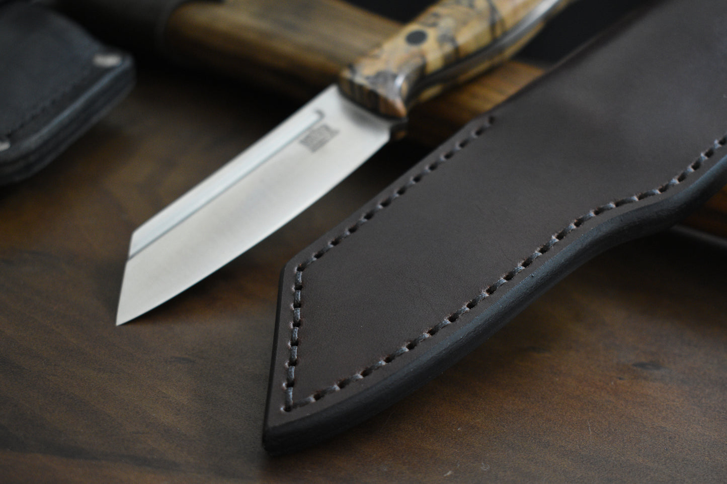 Bark River Knives Taskmaster | Leather Pocket Sheath, Titanium Clip