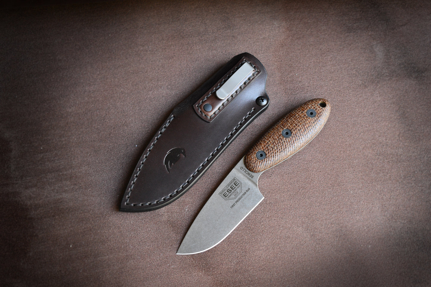 Esee Knives Sencillo | Leather Pocket Sheath, Titanium Clip