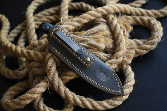 L.T. Wright Knives Patriot | Slim Leather Pocket Sheath, Titanium Clip, 'One Off' Dark Harvest