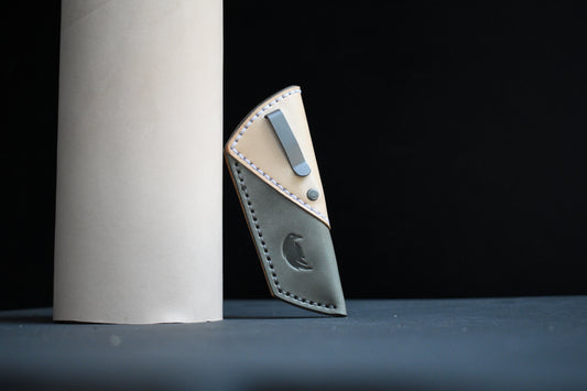 Deluxe Leather Clip Slip | Natural Vachetta & Gray, Titanium Clip