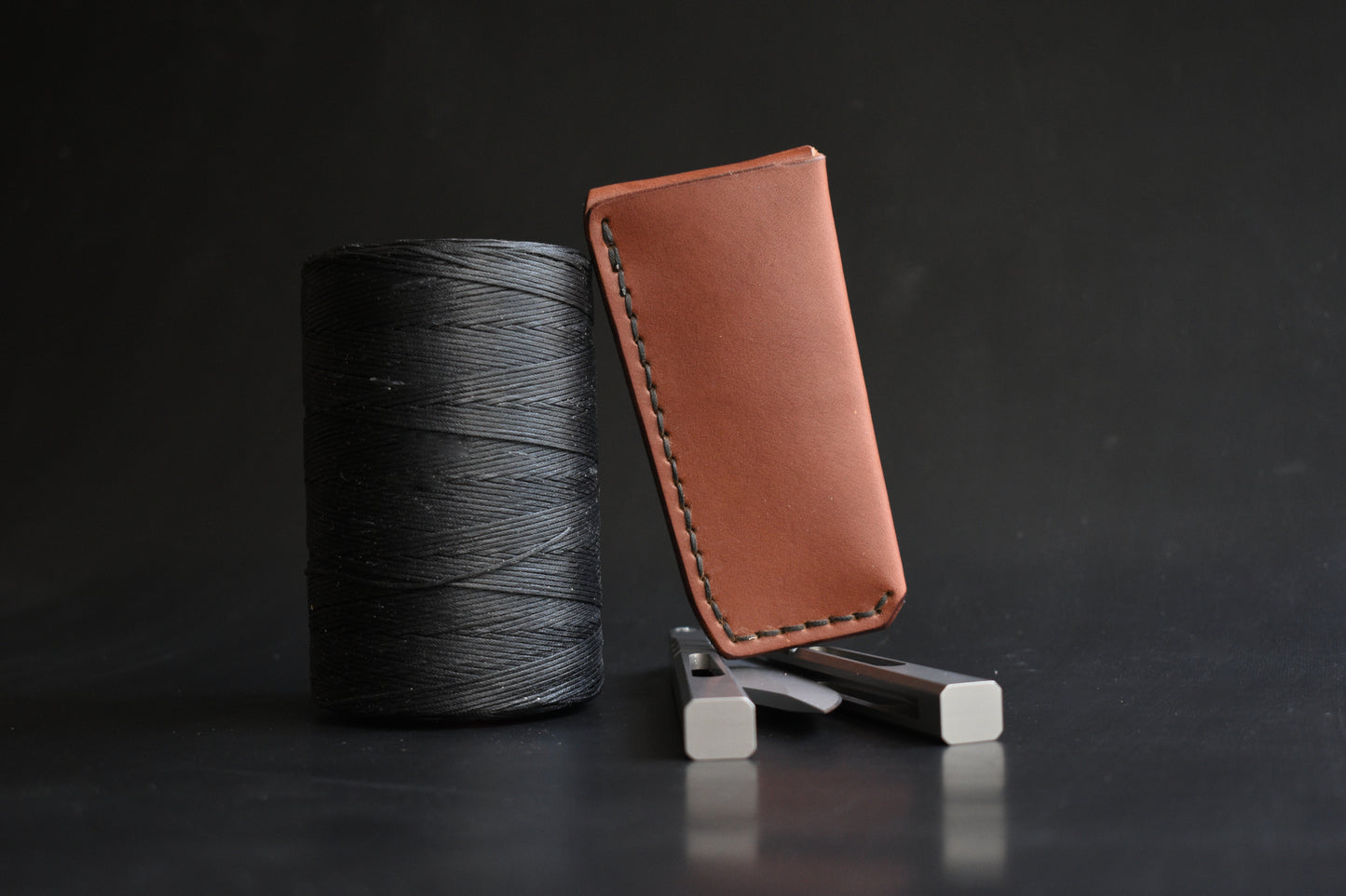 B1 Compact | Deep Carry Pocket Sheath for Balisong Knives "Short" | PVD Titanium Clip, Brown Leather