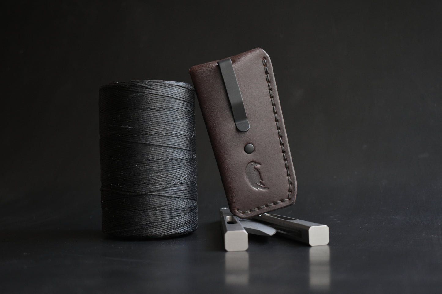 B1 Compact | Deep Carry Pocket Sheath for Balisong Knives "Short" | PVD Titanium Clip, Chocolate Leather