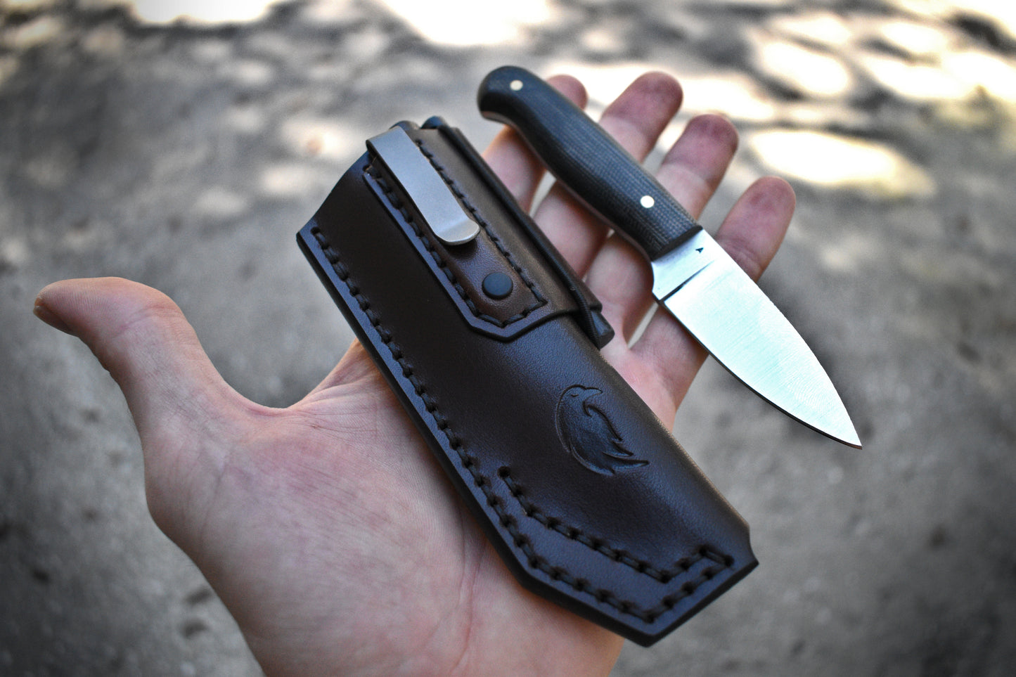 L.T. Wright Knives Patriot | Leather Pocket Sheath, Titanium Clip