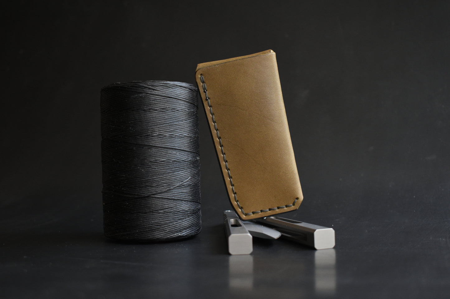 B1 Compact | Deep Carry Pocket Sheath for Balisong Knives "Short" | PVD Titanium Clip, Olive Leather
