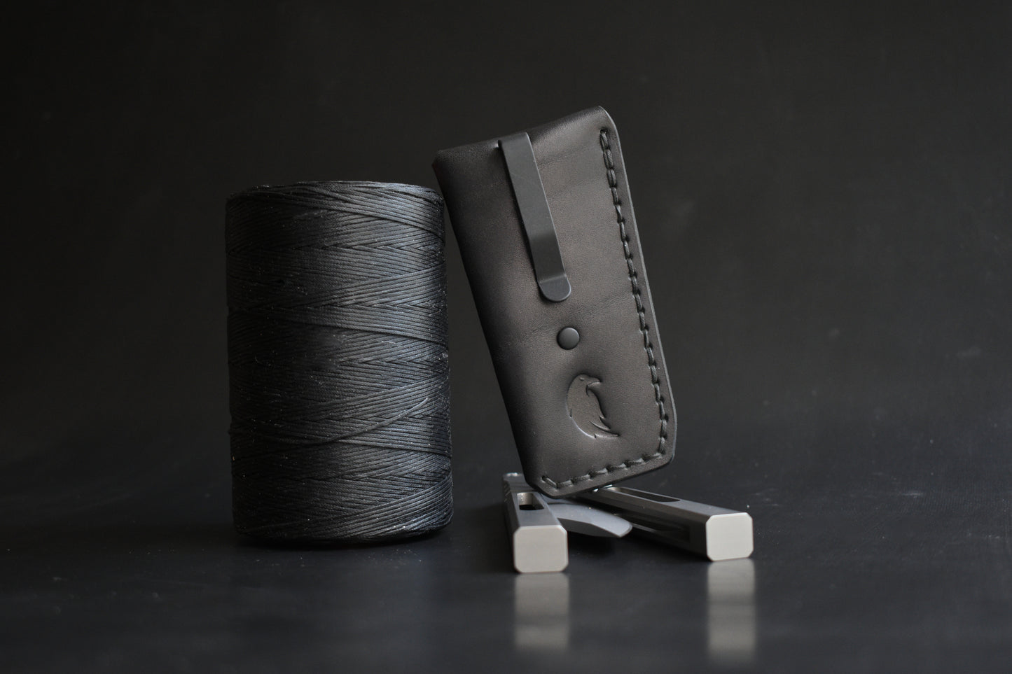 B1 Compact | Deep Carry Pocket Sheath for Balisong Knives "Short" | PVD Titanium Clip, Black Leather