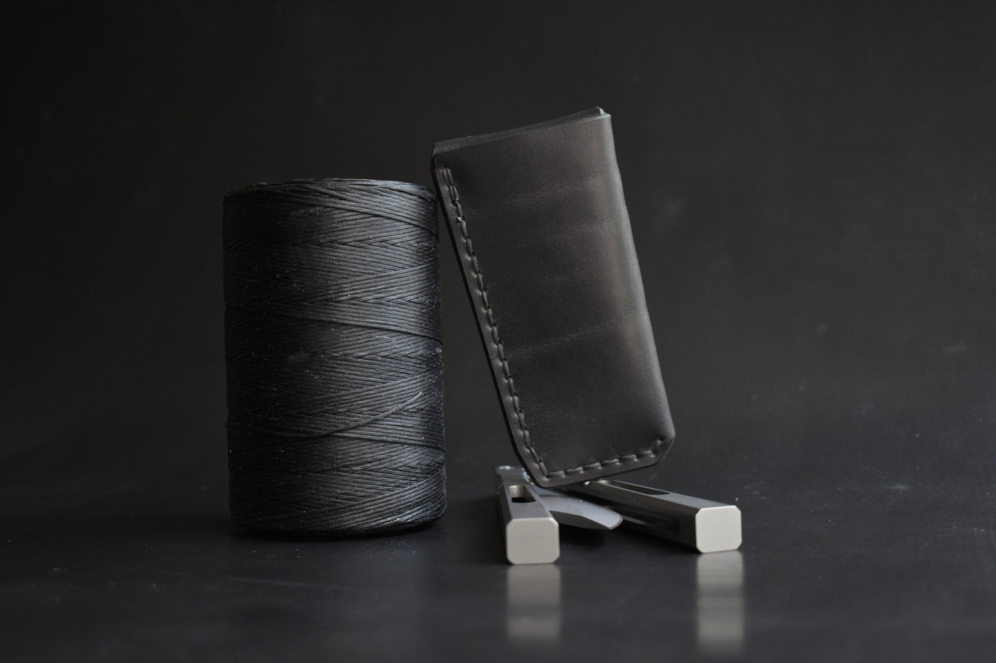 B1 Compact | Deep Carry Pocket Sheath for Balisong Knives "Short" | PVD Titanium Clip, Black Leather