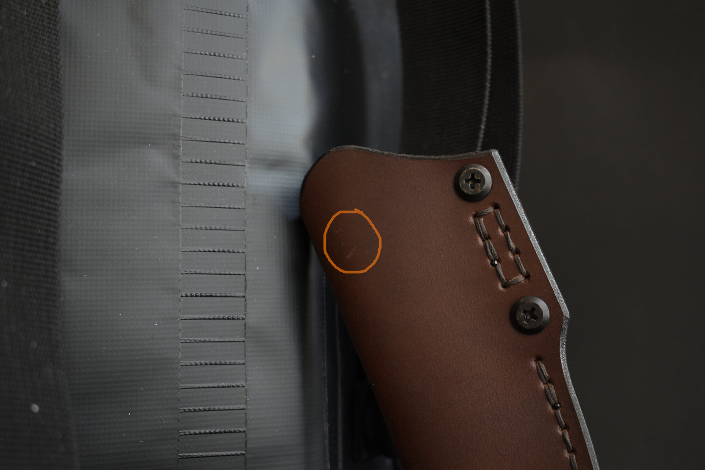 BLEM | Schwarz Knives Overland Sport | Deep Carry Leather Pocket Sheath, Mummert Clip