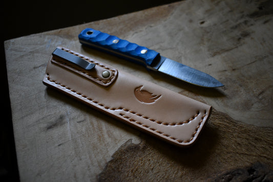 LT Wright Knives Maverick Colt | Titanium Clip Pocket Sheath -Natural Vachetta