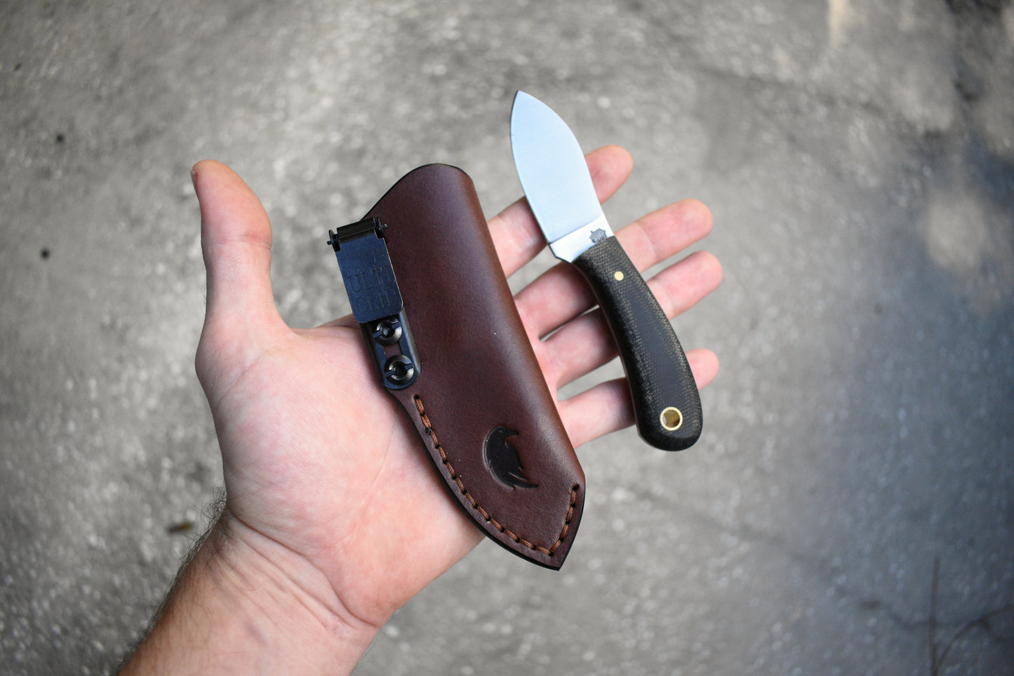 LT Wright Knives Lil Muk | Ambidextrous Leather Pocket Sheath, Ulticlip, Brandywine