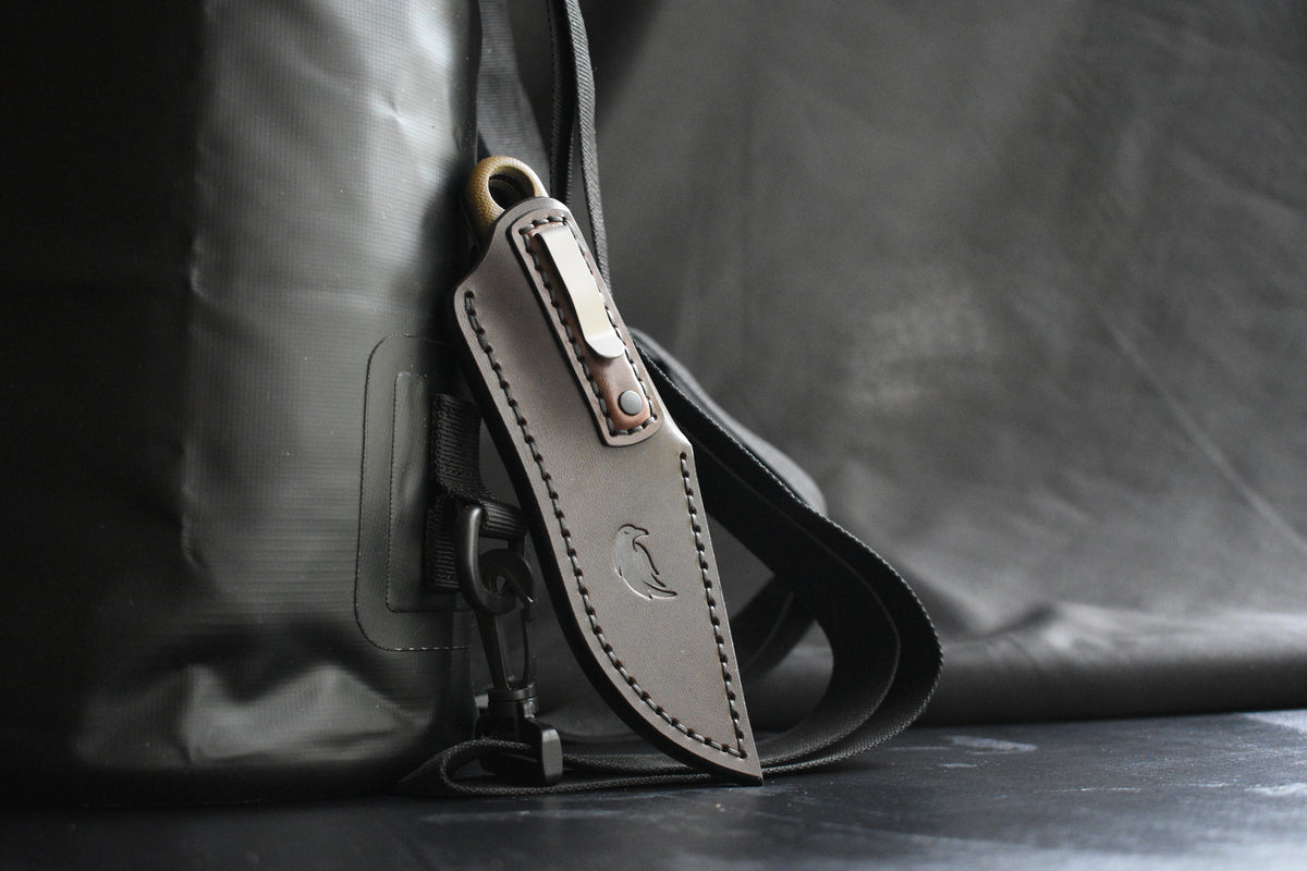 ESEE Izula 2 leather pocket sheath with titanium clip