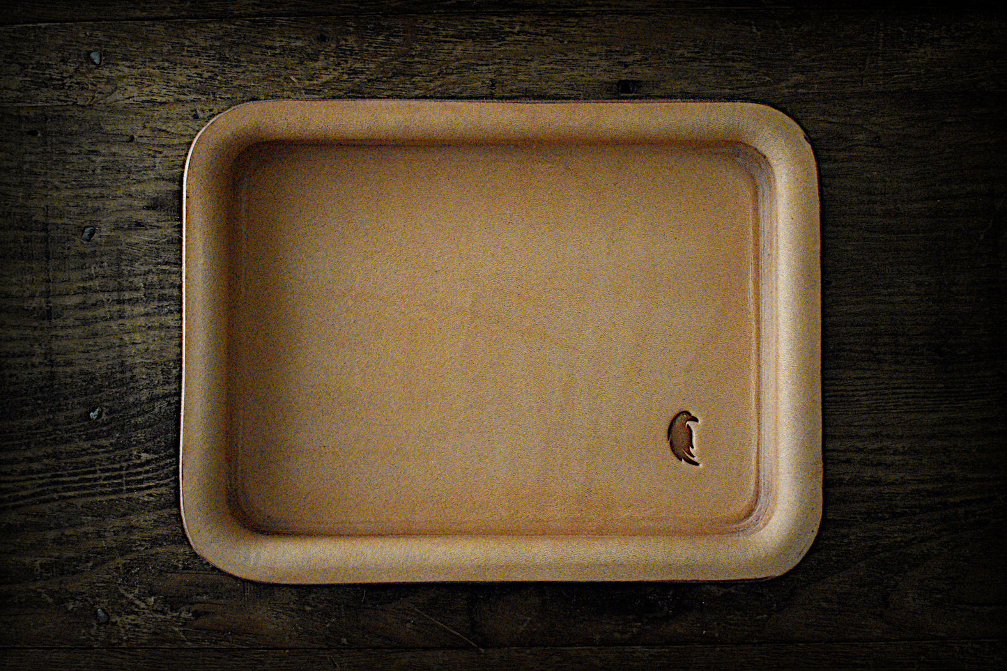 Handmade Full‑Grain Leather EDC Valet Tray | Wet‑Formed Catch‑All (6.25 x 8.75)