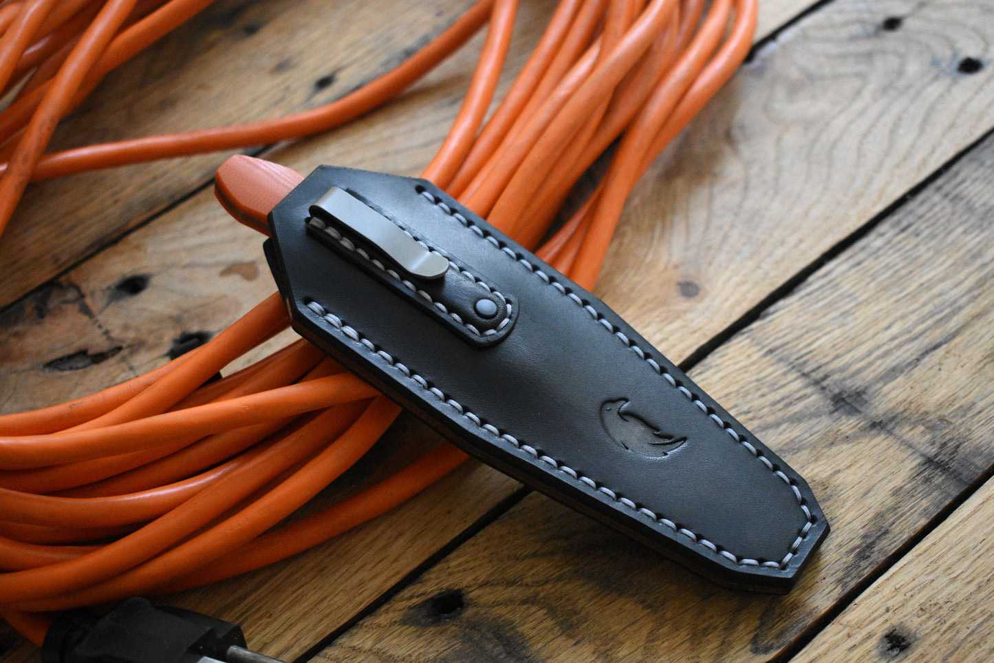 Griffin X Series EDC Fixed Blade | Leather Pocket Sheath, Titanium Clip