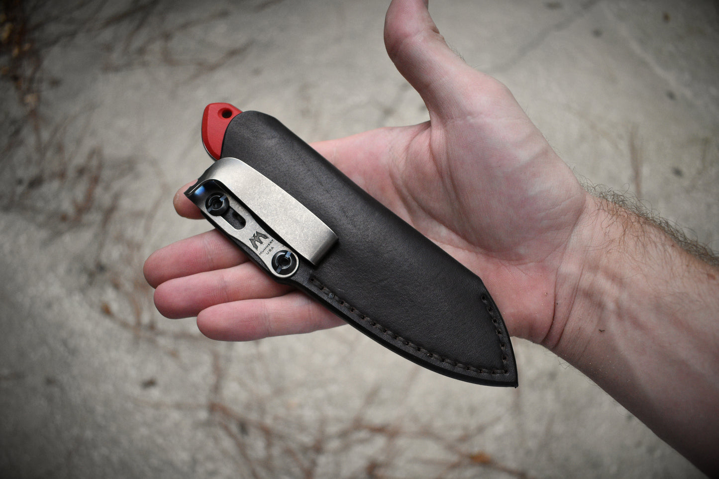 Schwarz Knives Overland Sport | Deep Carry Leather Pocket Sheath, Mummert Clip