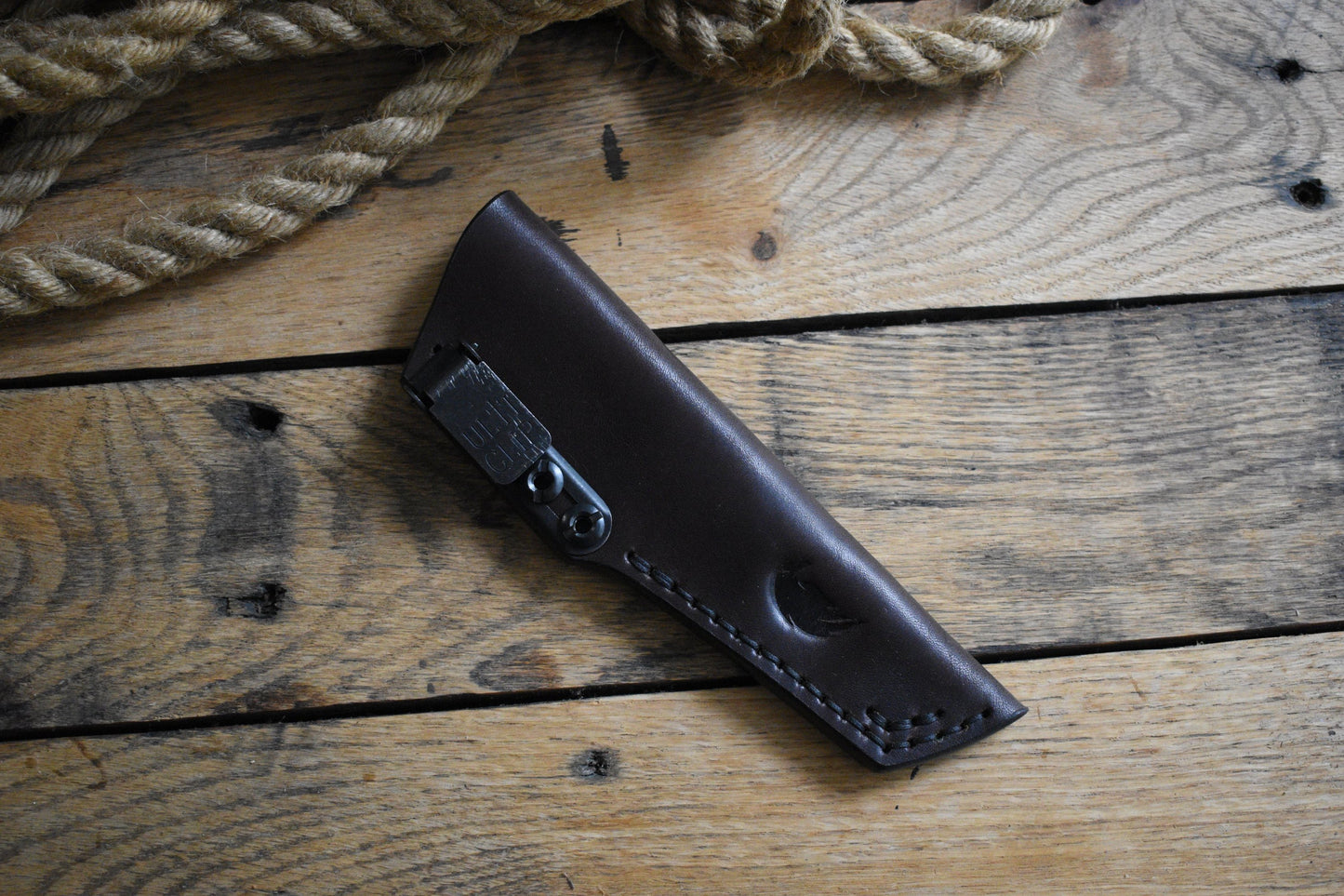 (Scratch n' Dent) Bradford Knives Guardian 3 | Leather Pocket Sheath, Ulticlip, Brown