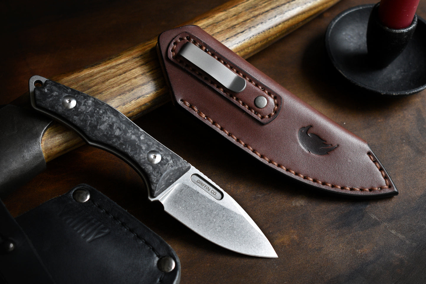 Griffin Co. Scout 2.5 | Leather Pocket Sheath, Titanium Clip, Multiple Colors