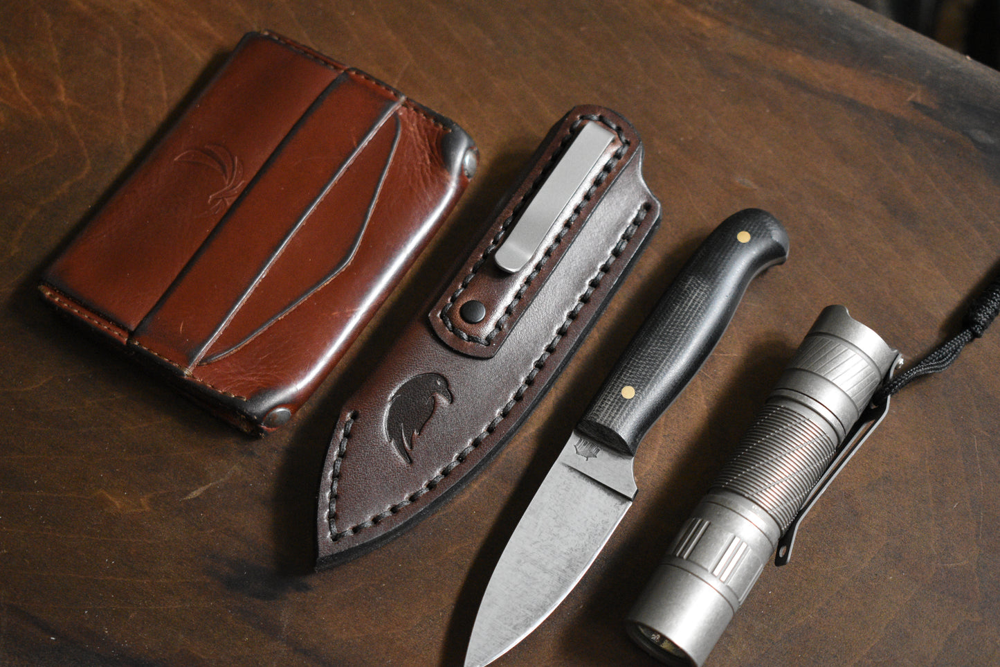 L.T. Wright Knives Patriot | Slim Leather Pocket Sheath, Titanium Clip